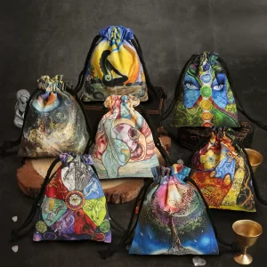 Tarot card bag, color printed velvet bag, gift, crystal stone storage bag