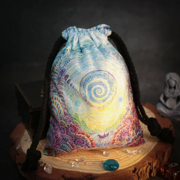 Tarot card bag, color printed velvet bag, gift, crystal stone storage bag (10)