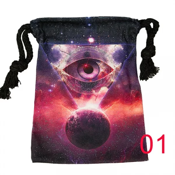 Tarot card bag, color printed velvet bag, gift, crystal stone storage bag (12)