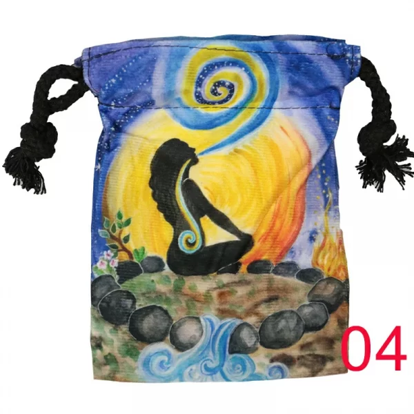 Tarot card bag, color printed velvet bag, gift, crystal stone storage bag (13)