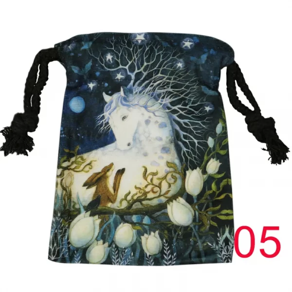 Tarot card bag, color printed velvet bag, gift, crystal stone storage bag (14)