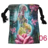 Tarot card bag, color printed velvet bag, gift, crystal stone storage bag (15)