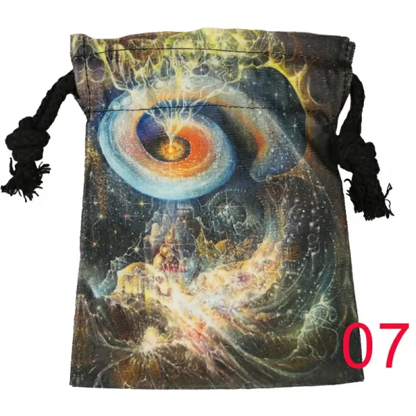 Tarot card bag, color printed velvet bag, gift, crystal stone storage bag (16)