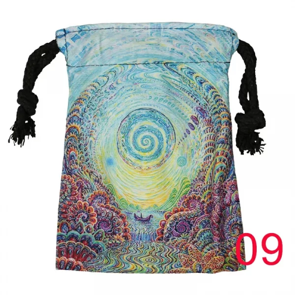 Tarot card bag, color printed velvet bag, gift, crystal stone storage bag (17)