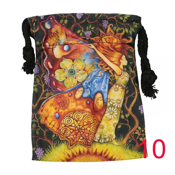 Tarot card bag, color printed velvet bag, gift, crystal stone storage bag (18)
