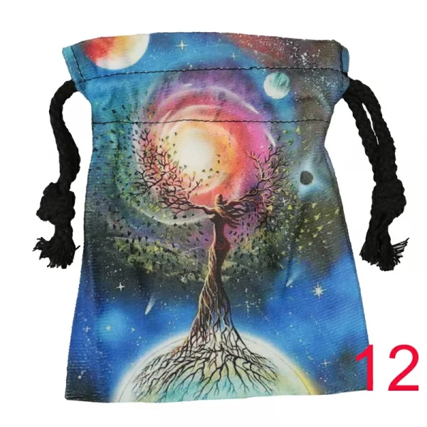 Tarot card bag, color printed velvet bag, gift, crystal stone storage bag (20)