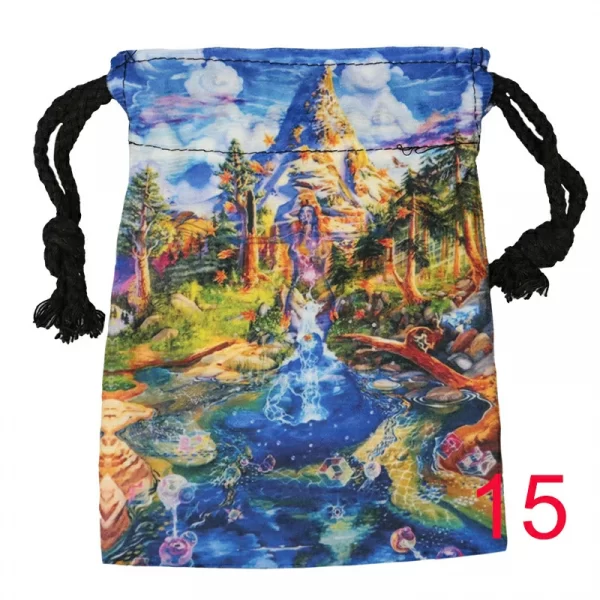 Tarot card bag, color printed velvet bag, gift, crystal stone storage bag (22)