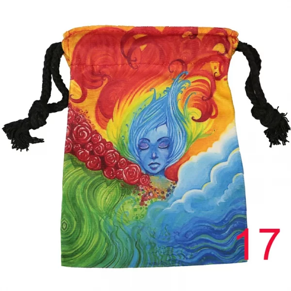 Tarot card bag, color printed velvet bag, gift, crystal stone storage bag (24)