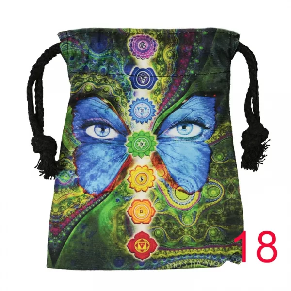 Tarot card bag, color printed velvet bag, gift, crystal stone storage bag (25)