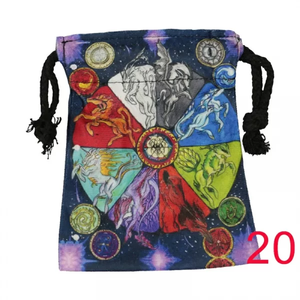 Tarot card bag, color printed velvet bag, gift, crystal stone storage bag (27)