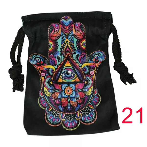 Tarot card bag, color printed velvet bag, gift, crystal stone storage bag (28)