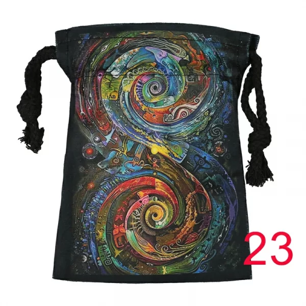 Tarot card bag, color printed velvet bag, gift, crystal stone storage bag (29)