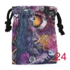 Tarot card bag, color printed velvet bag, gift, crystal stone storage bag (30)