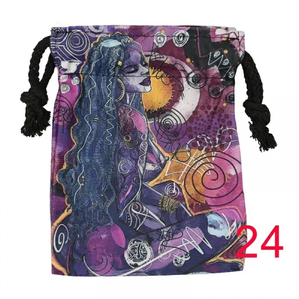 Tarot card bag, color printed velvet bag, gift, crystal stone storage bag (30)