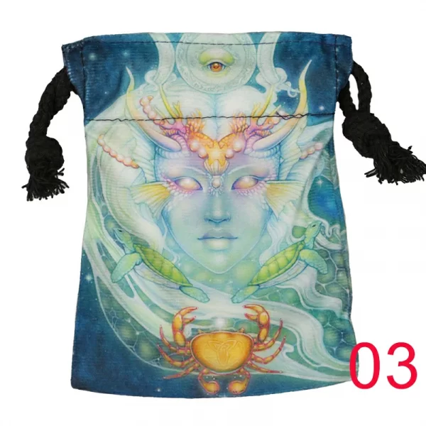 Tarot card bag, color printed velvet bag, gift, crystal stone storage bag (31)