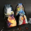Tarot card bag, color printed velvet bag, gift, crystal stone storage bag (6)