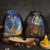 Tarot card bag, color printed velvet bag, gift, crystal stone storage bag (9)