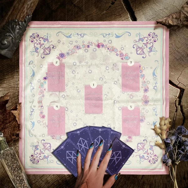 Tarot card tablecloth, pink altar cloth, card velvet tablecloth, reading cloth tarot ritual tablecloth (10)