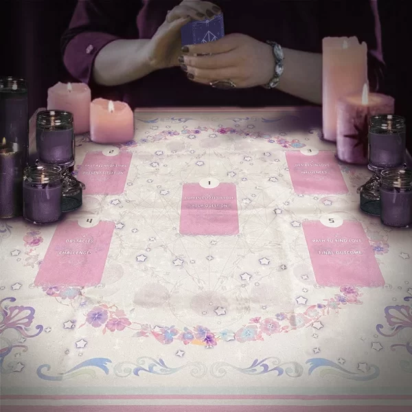 Tarot card tablecloth, pink altar cloth, card velvet tablecloth, reading cloth tarot ritual tablecloth (4)