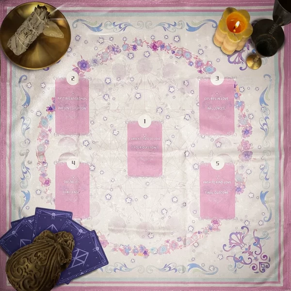 Tarot card tablecloth, pink altar cloth, card velvet tablecloth, reading cloth tarot ritual tablecloth (6)