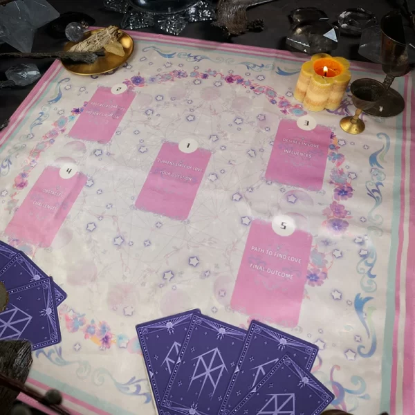 Tarot card tablecloth, pink altar cloth, card velvet tablecloth, reading cloth tarot ritual tablecloth (8)