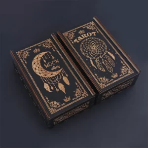 Tarot card wooden box storage box black push-pull vertical wooden box card box Tarot card storage box