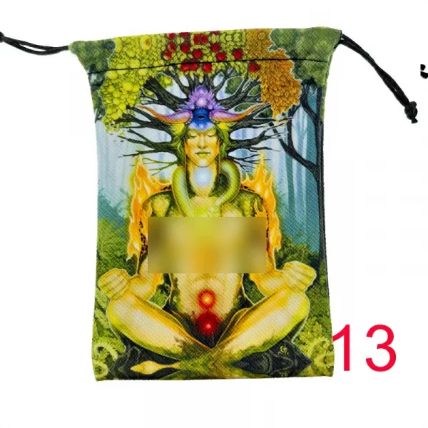 Thick velvet cloth bag, double-sided color printed drawstring card bag, tarot table bag, tarot drawstring storage bag, accessory bag (10)