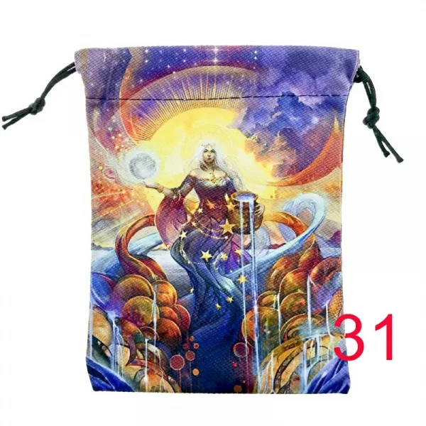 Thick velvet cloth bag, double-sided color printed drawstring card bag, tarot table bag, tarot drawstring storage bag, accessory bag (11)