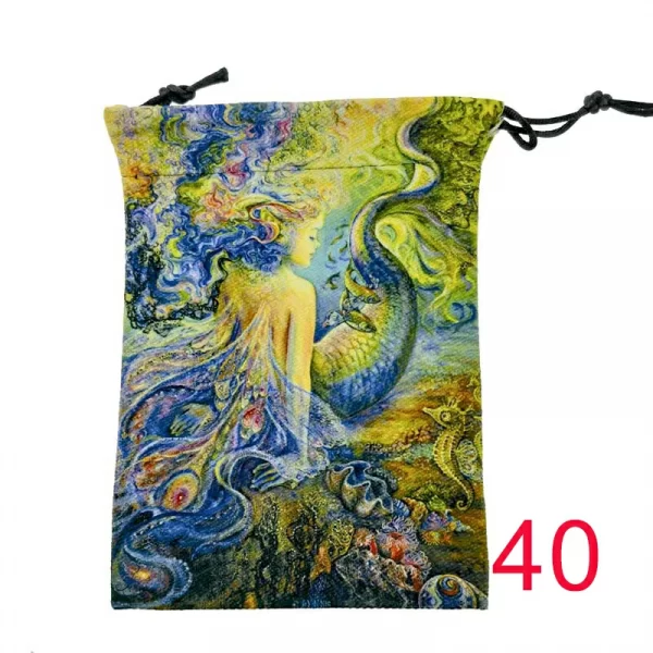 Thick velvet cloth bag, double-sided color printed drawstring card bag, tarot table bag, tarot drawstring storage bag, accessory bag (13)