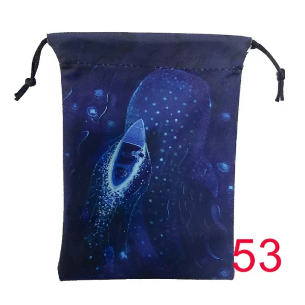 Thick velvet cloth bag, double-sided color printed drawstring card bag, tarot table bag, tarot drawstring storage bag, accessory bag (14)