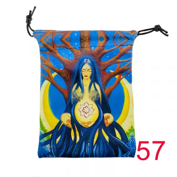 Thick velvet cloth bag, double-sided color printed drawstring card bag, tarot table bag, tarot drawstring storage bag, accessory bag (15)