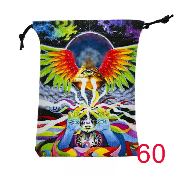 Thick velvet cloth bag, double-sided color printed drawstring card bag, tarot table bag, tarot drawstring storage bag, accessory bag (16)