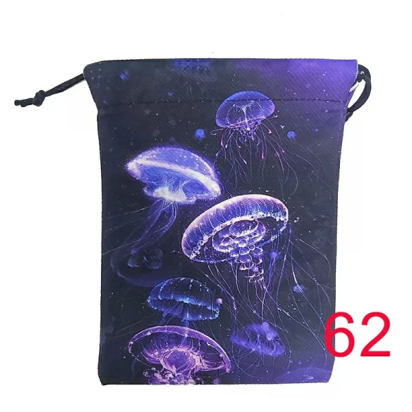 Thick velvet cloth bag, double-sided color printed drawstring card bag, tarot table bag, tarot drawstring storage bag, accessory bag (17)