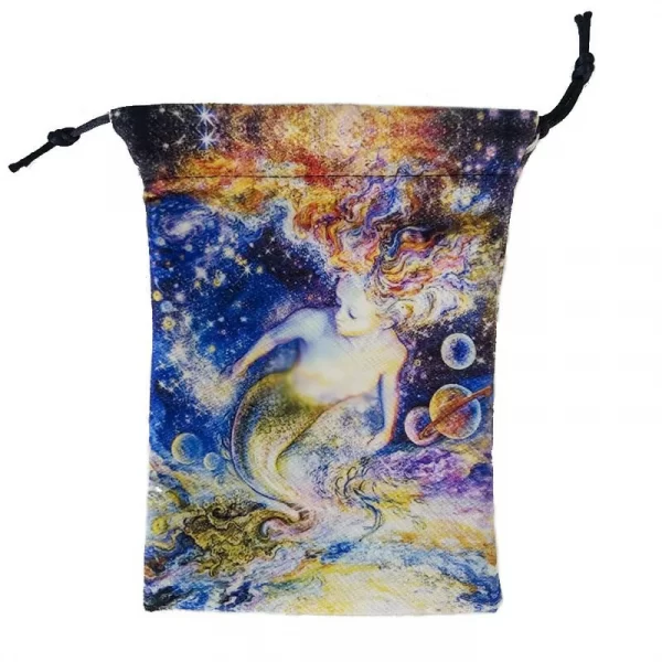 Thick velvet cloth bag, double-sided color printed drawstring card bag, tarot table bag, tarot drawstring storage bag, accessory bag (2)