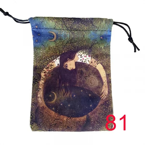 Thick velvet cloth bag, double-sided color printed drawstring card bag, tarot table bag, tarot drawstring storage bag, accessory bag (22)