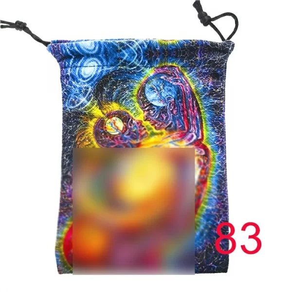 Thick velvet cloth bag, double-sided color printed drawstring card bag, tarot table bag, tarot drawstring storage bag, accessory bag (24)