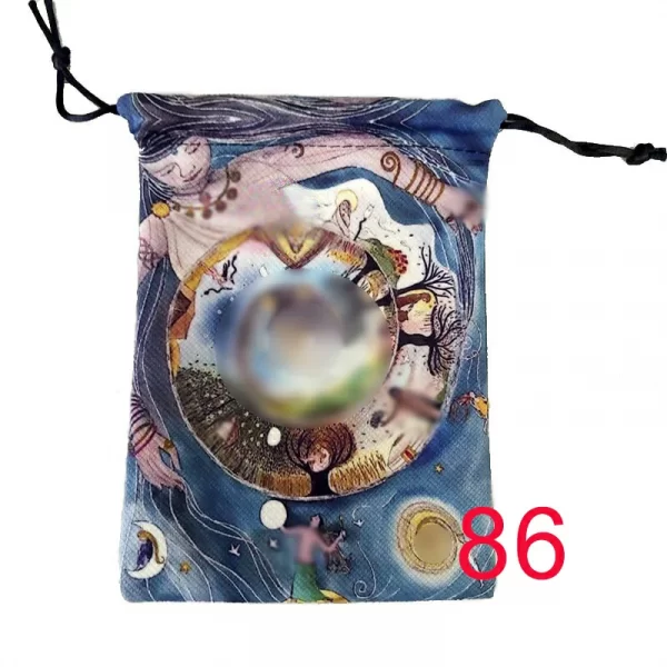 Thick velvet cloth bag, double-sided color printed drawstring card bag, tarot table bag, tarot drawstring storage bag, accessory bag (25)