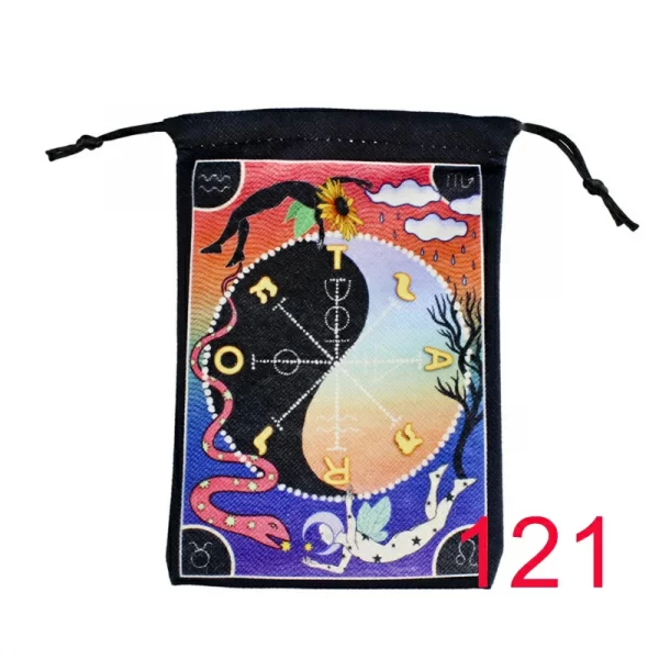 Thick velvet cloth bag, double-sided color printed drawstring card bag, tarot table bag, tarot drawstring storage bag, accessory bag (26)