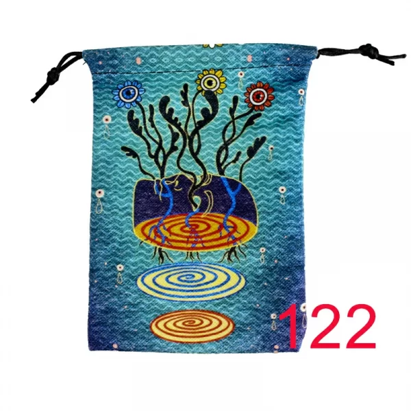 Thick velvet cloth bag, double-sided color printed drawstring card bag, tarot table bag, tarot drawstring storage bag, accessory bag (27)