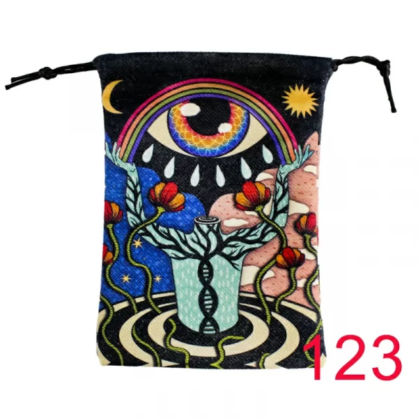 Thick velvet cloth bag, double-sided color printed drawstring card bag, tarot table bag, tarot drawstring storage bag, accessory bag (28)