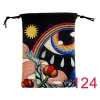Thick velvet cloth bag, double-sided color printed drawstring card bag, tarot table bag, tarot drawstring storage bag, accessory bag (29)