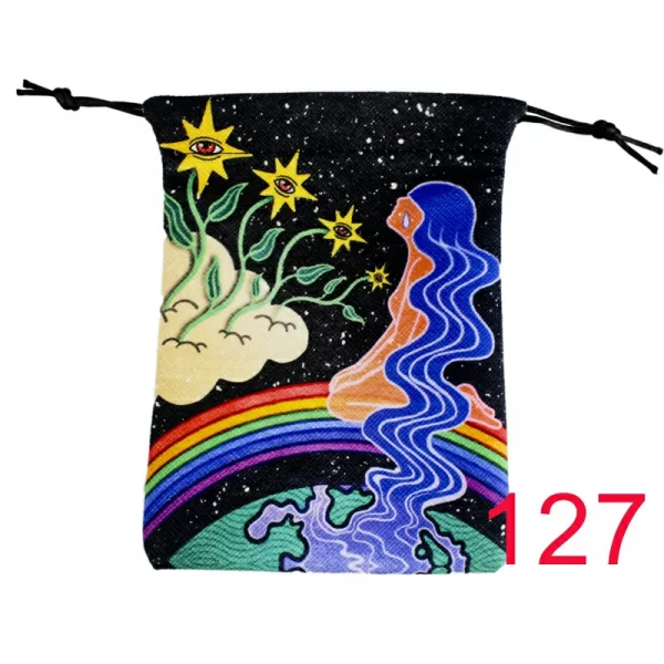Thick velvet cloth bag, double-sided color printed drawstring card bag, tarot table bag, tarot drawstring storage bag, accessory bag (31)