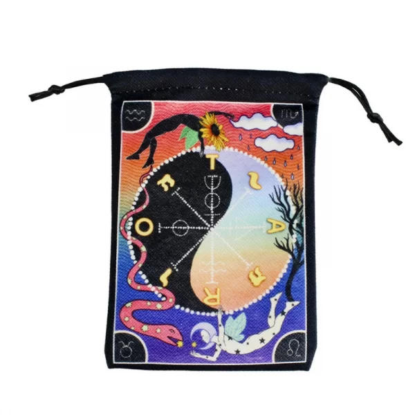 Thick velvet cloth bag, double-sided color printed drawstring card bag, tarot table bag, tarot drawstring storage bag, accessory bag (4)