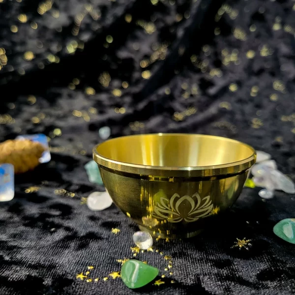 Three phase Moon Five pointed Star Aromatherapy Copper Bowl Energy Ceremony Candlestick Brass Bowl Meditation Surrounding Crystal Stone Decorative Bowl (10)