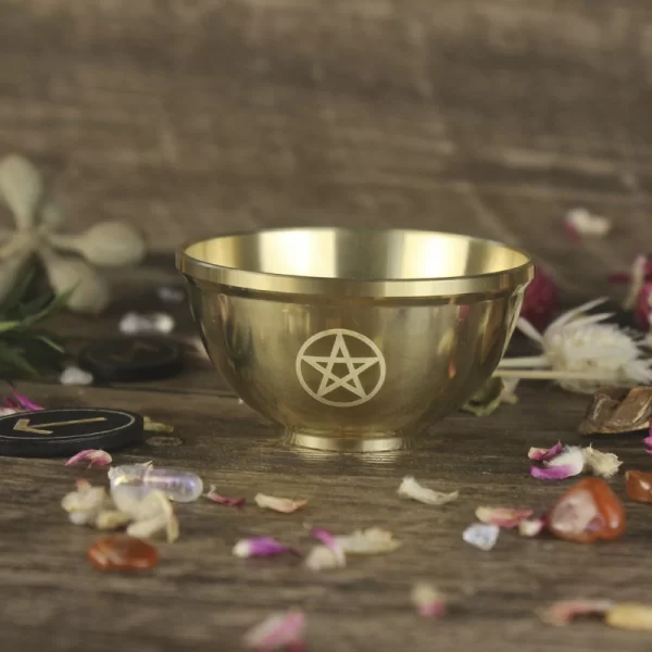 Three phase Moon Five pointed Star Aromatherapy Copper Bowl Energy Ceremony Candlestick Brass Bowl Meditation Surrounding Crystal Stone Decorative Bowl (16)