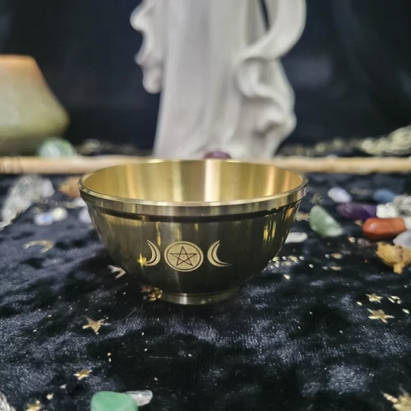 Three phase Moon Five pointed Star Aromatherapy Copper Bowl Energy Ceremony Candlestick Brass Bowl Meditation Surrounding Crystal Stone Decorative Bowl (18)