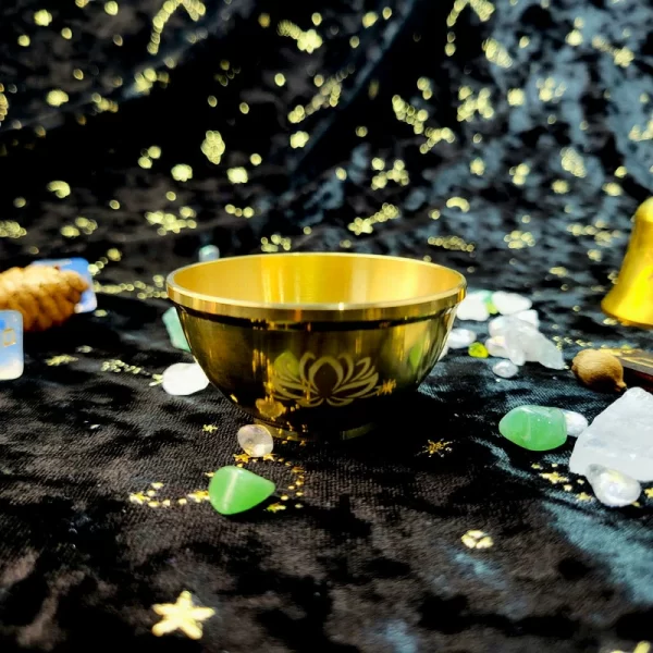 Three phase Moon Five pointed Star Aromatherapy Copper Bowl Energy Ceremony Candlestick Brass Bowl Meditation Surrounding Crystal Stone Decorative Bowl (19)