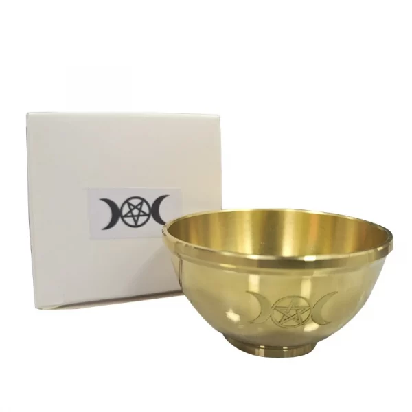 Three phase Moon Five pointed Star Aromatherapy Copper Bowl Energy Ceremony Candlestick Brass Bowl Meditation Surrounding Crystal Stone Decorative Bowl (2)