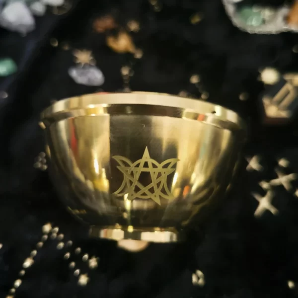 Three phase Moon Five pointed Star Aromatherapy Copper Bowl Energy Ceremony Candlestick Brass Bowl Meditation Surrounding Crystal Stone Decorative Bowl (3)