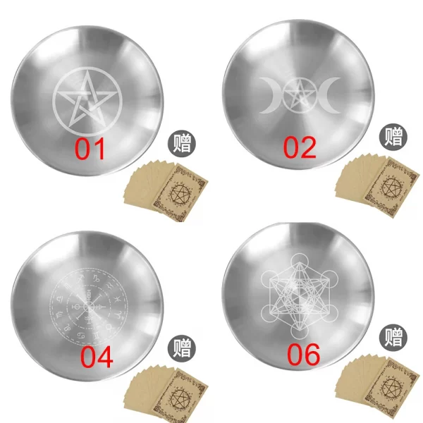 Three-phase Moon Pentagram Metatron Tarot Meditation Ceremony Metal Tray (1)